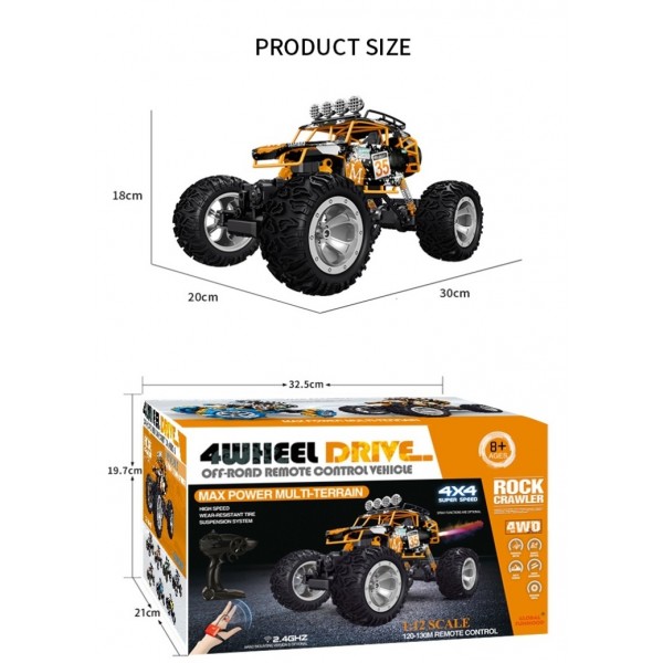 4WHEEL DRIVE CLIMBING OFFROAD TELEGHIDAT DE JUCARIE DIMENSIUNE 1:12 