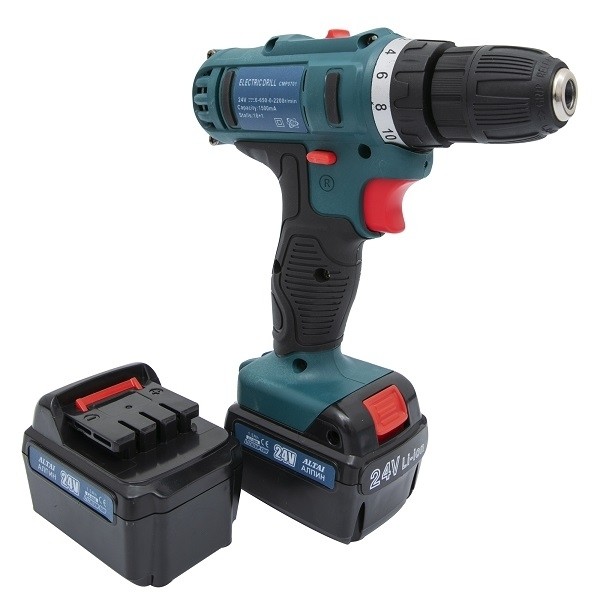 Masina de gaurit cu 2 Acumulatori cu Percutie, Profesionala Altai By Campion 24 V, 18+1, 2200 RPM, 21 Piese si Valiza pentru transport