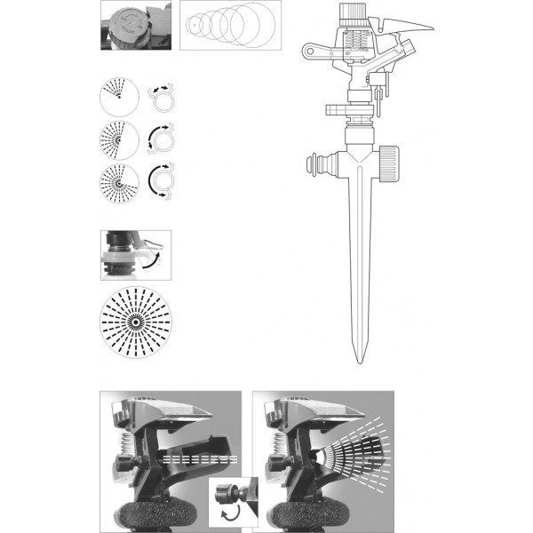 Aspersor metalic cu impuls rotativ
