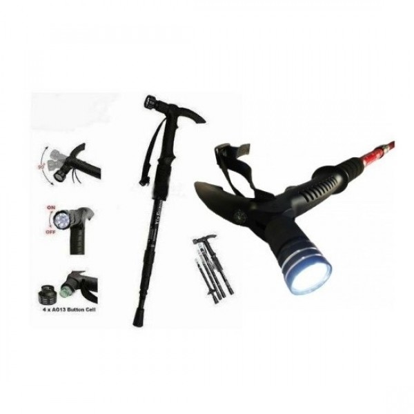 Baston telescopic cu lanterna si busola