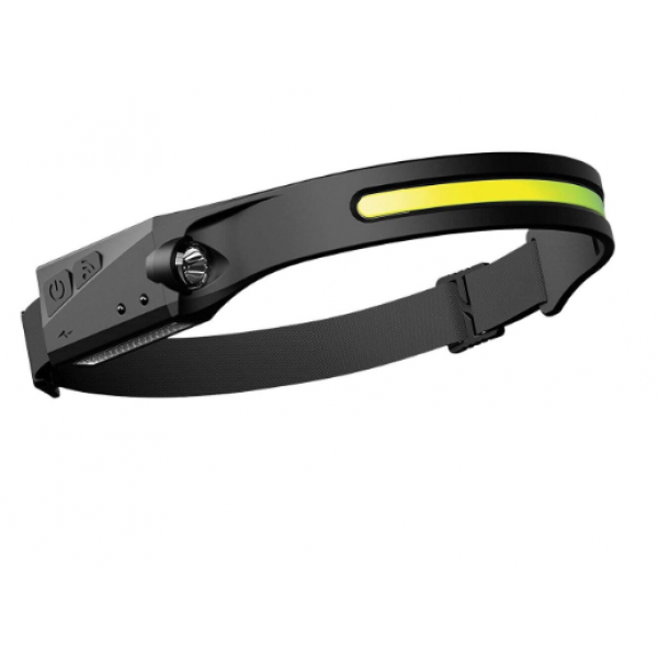 Lanterna de cap cu acumulator intern, frontala, cu SENZOR de miscare, pentru pescuit, camping, drumetii, waterproof, banda leduri, 45m, 350lm