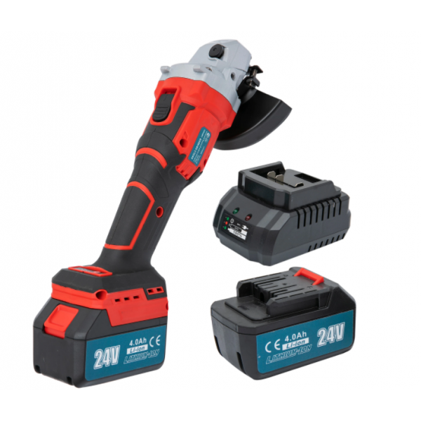 Polizor Unghiular (FLEX) cu Acumulator Profesional Altai By Campion, 24 V, 4 Ah, 9500 RPM, 125MM, Rosu