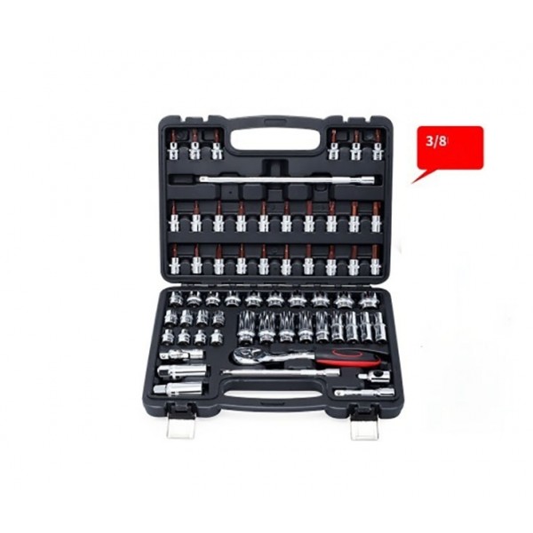 Set chei tubulare 3/8 cu adaptori si clichet 61 piese