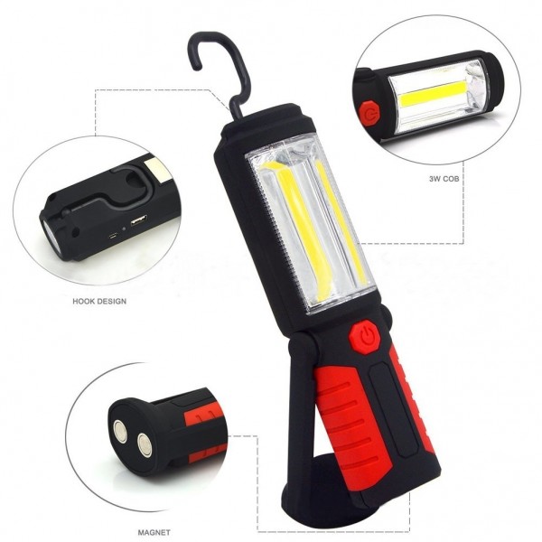 Lanterna reincarcabila iluminare dubla 3w COB LED cu prindere magnetica