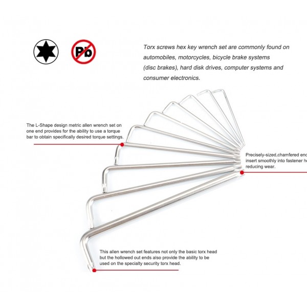Set 10 Chei lungi tip torx cu suport