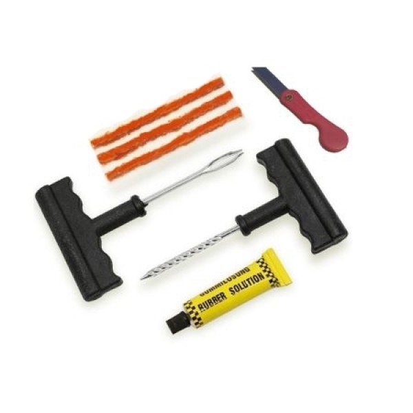 Kit profesional vulcanizare tubeless la rece cu snur si adeziv cauciuc, reparare anvelope