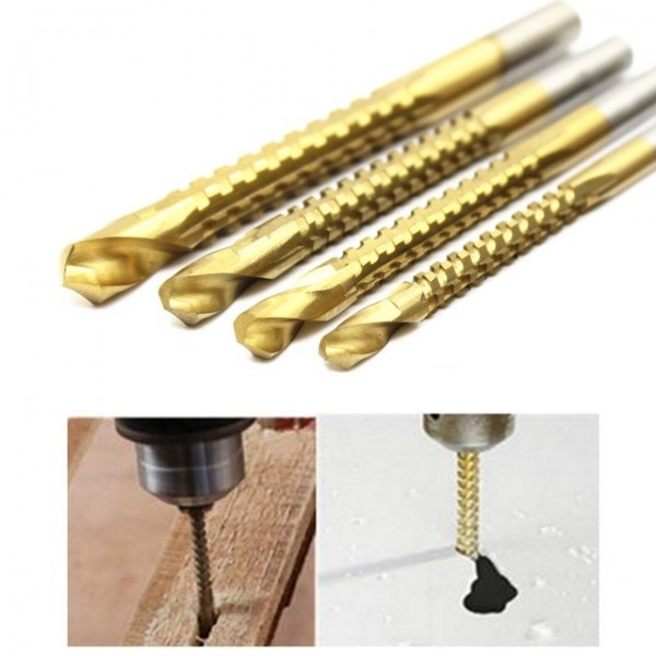 Trusa set 4 spirale freza metal, lemn cu 5 muchii de taiere