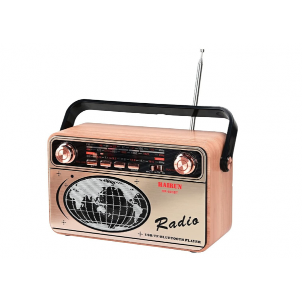 Radio Portabil FM/AM/SW, AUX, USB, Bluetooth, TF Card, 10 W , Control volum, 9 x 21,5 x 13 cm, Lemn, Maro