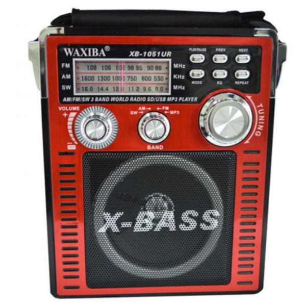 Radio AM/FM, Bluetooth, SW, AUX, antena, 220 V, MP3, Slot Card SD, USB, Rosu X-1054