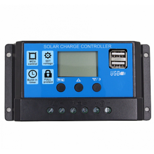 Regulator-controler solar PWM 10A 12V/24V 2 X USB si LCD XL