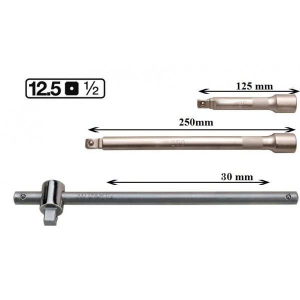 Set 3 piese prelungitor 1/2 si antrenor tip parghie glisanta