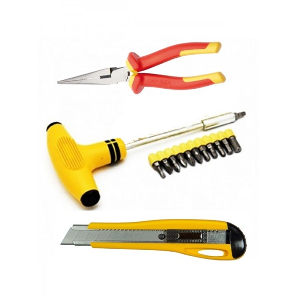 Set 3 unelte surubelnita cu biti, patent spit si cutter