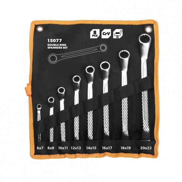 Set 8 chei inelare cu cot si husa organizator