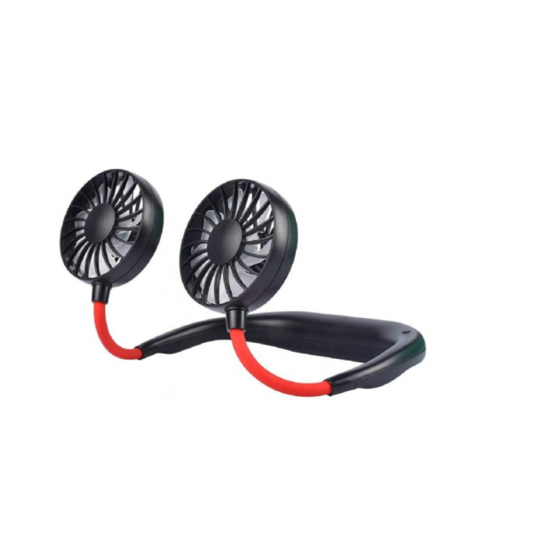 Ventilator Dual Mobil, Elegant, Confortabil, pentru Acasa, Calatorii sau Birou, Incarcare prin USB, cu Brate Flexibile, Suport pentru Gat si Lumina Led, 3 Viteze